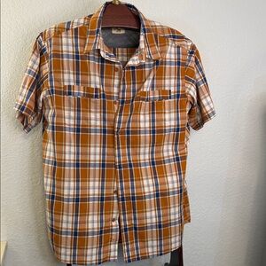 RedHead Rust and Navy Plaid Short-Sleeve Button-Down Shirt